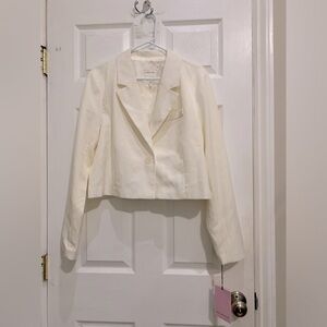 NWT Avec Les Filles Stretch Crepe Cropped Blazer. Size XL